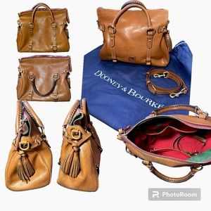 Dooney & Bourke Italian Florentine Leather Large Satchel Bag Natural